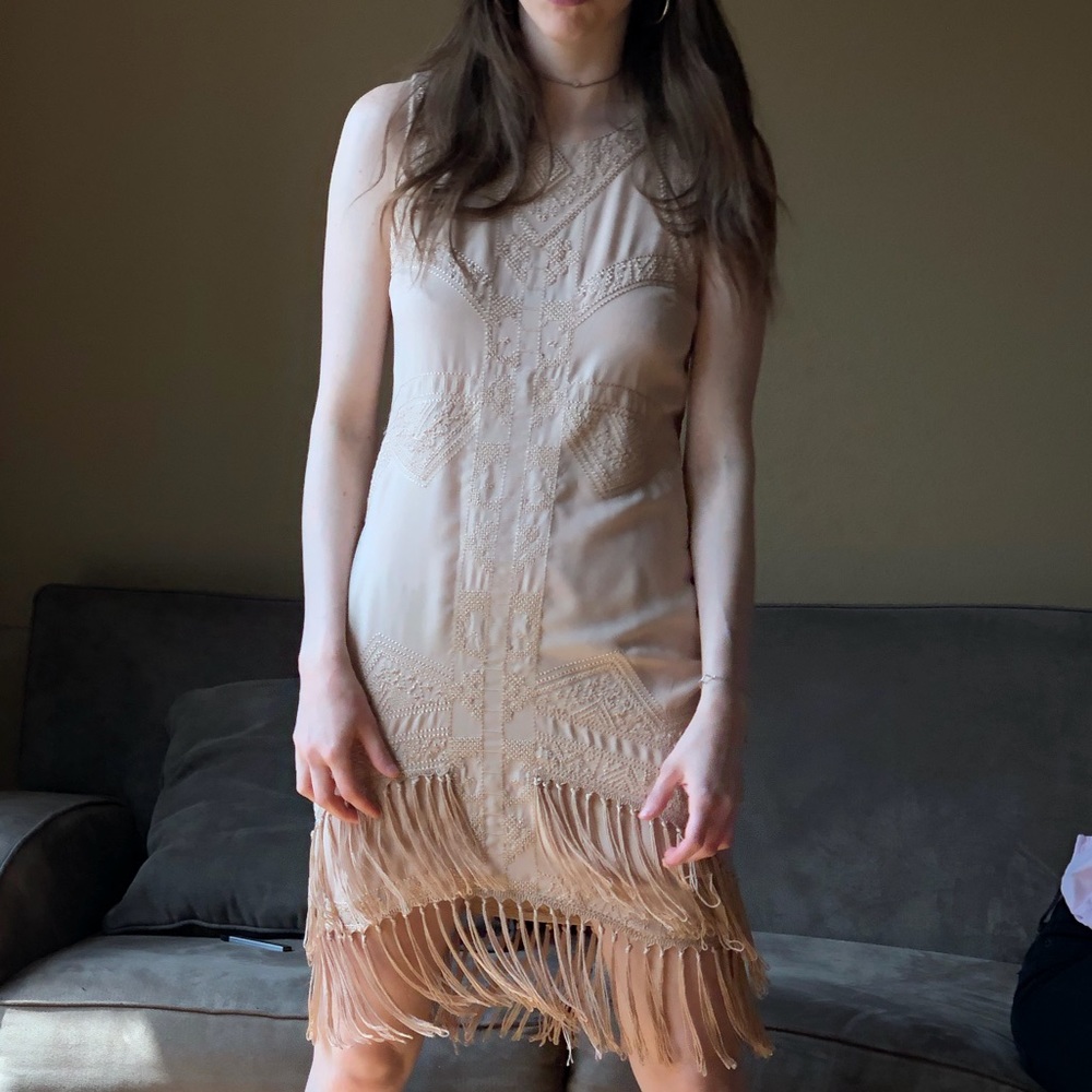 Nude shift dress